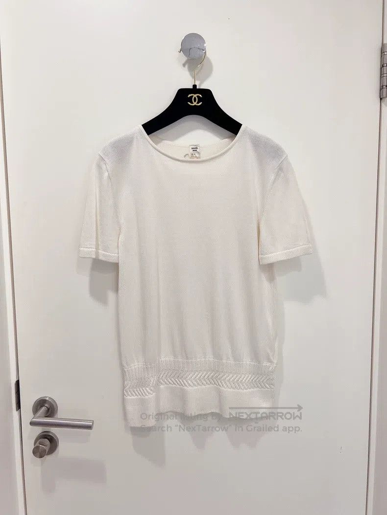 Hermes Hermes White Knit Short Sleeve T-Shirt Size XS / US 0-2 / IT 36-38 - 1 Thumbnail