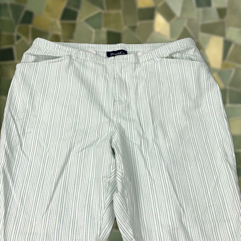Denim & Co. Denim & Co Pants Womens 18W White Striped Straight Leg Pull On Stretch Casual Size 40" / US 18 - 1 Thumbnail
