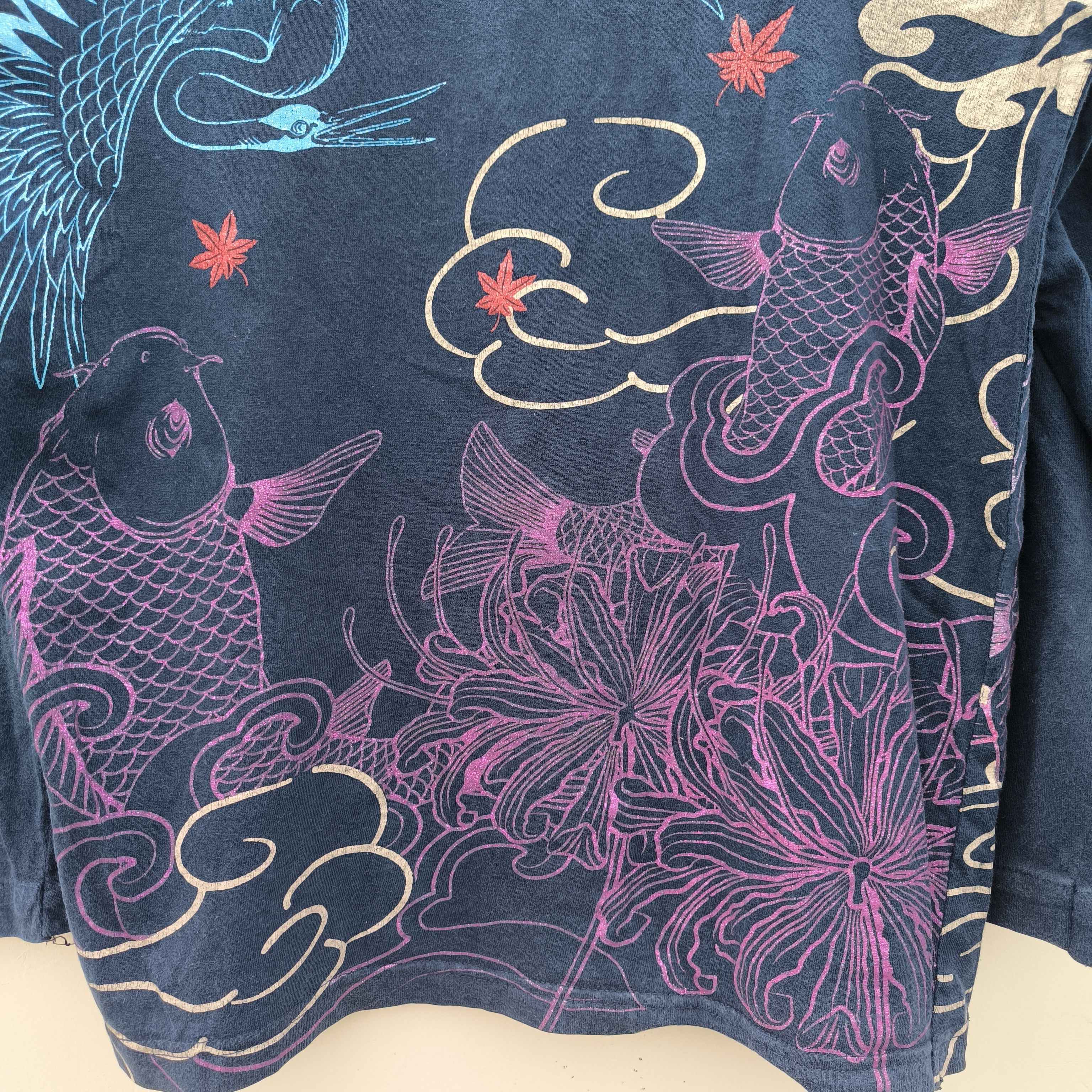 Japanese Brand Vtg japanese long slevee Sukajan koi & stork desaign Size US S / EU 44-46 / 1 - 8 Thumbnail