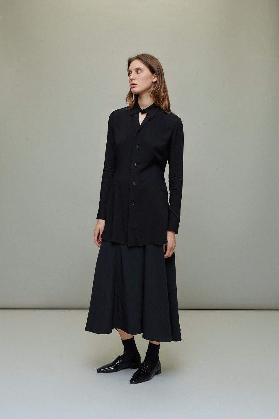 Yohji Yamamoto Yohji Yamamoto Black Long Sleeve Shirt Size L / US 10 / IT 46 - 1 Thumbnail
