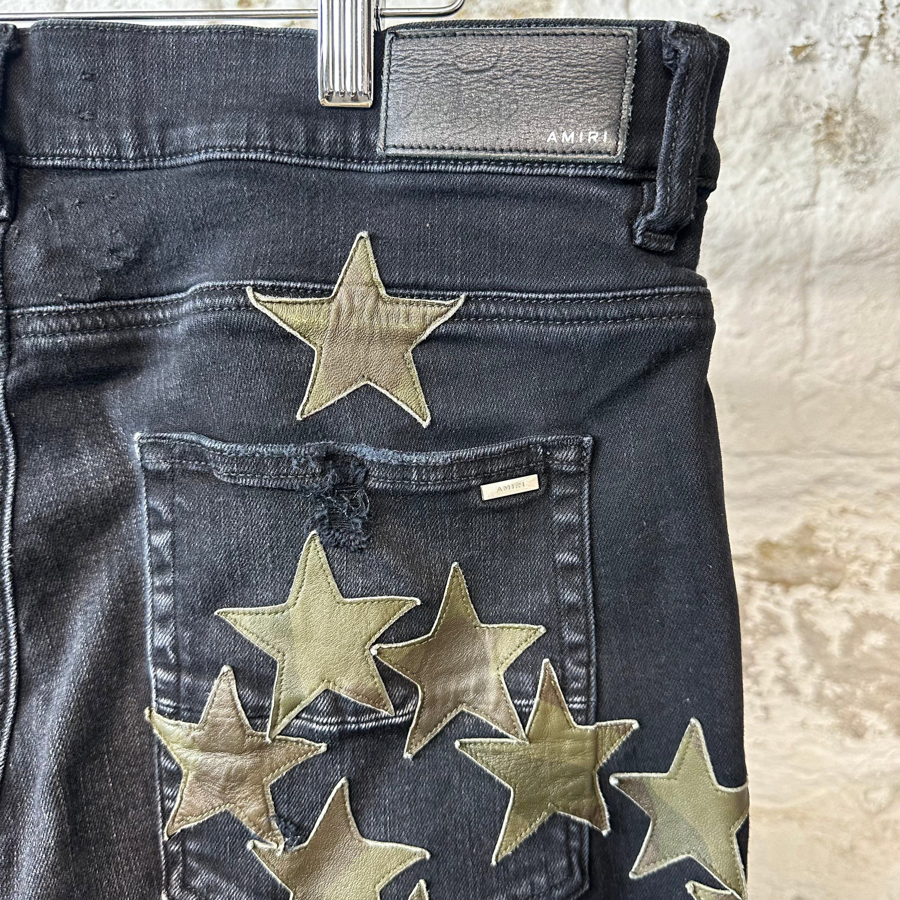 Amiri Amiri Green Camo Star Black Denim Jean Sz 36 Size US 36 / EU 52 - 4 Thumbnail