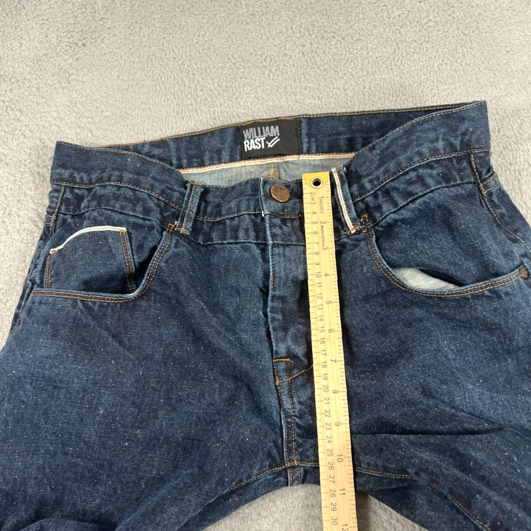 Denime William Rast Jeans Men 36x32 Blue Tapered Button Fly Selvedge Raw Denim Casual Size US 36 / EU 52 - 4 Thumbnail