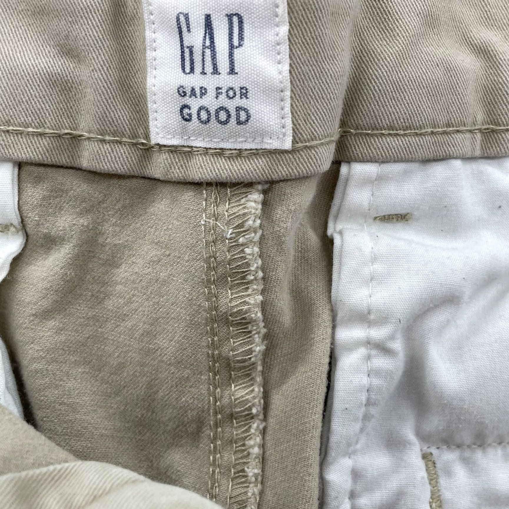 Gap Gap Men's Khaki Athletic Pant 33x31 Classic Preppy Office Pants - Beige, Cotton Spandex, Flat Front, Straight, Vintage No Size US 33 - 6 Thumbnail