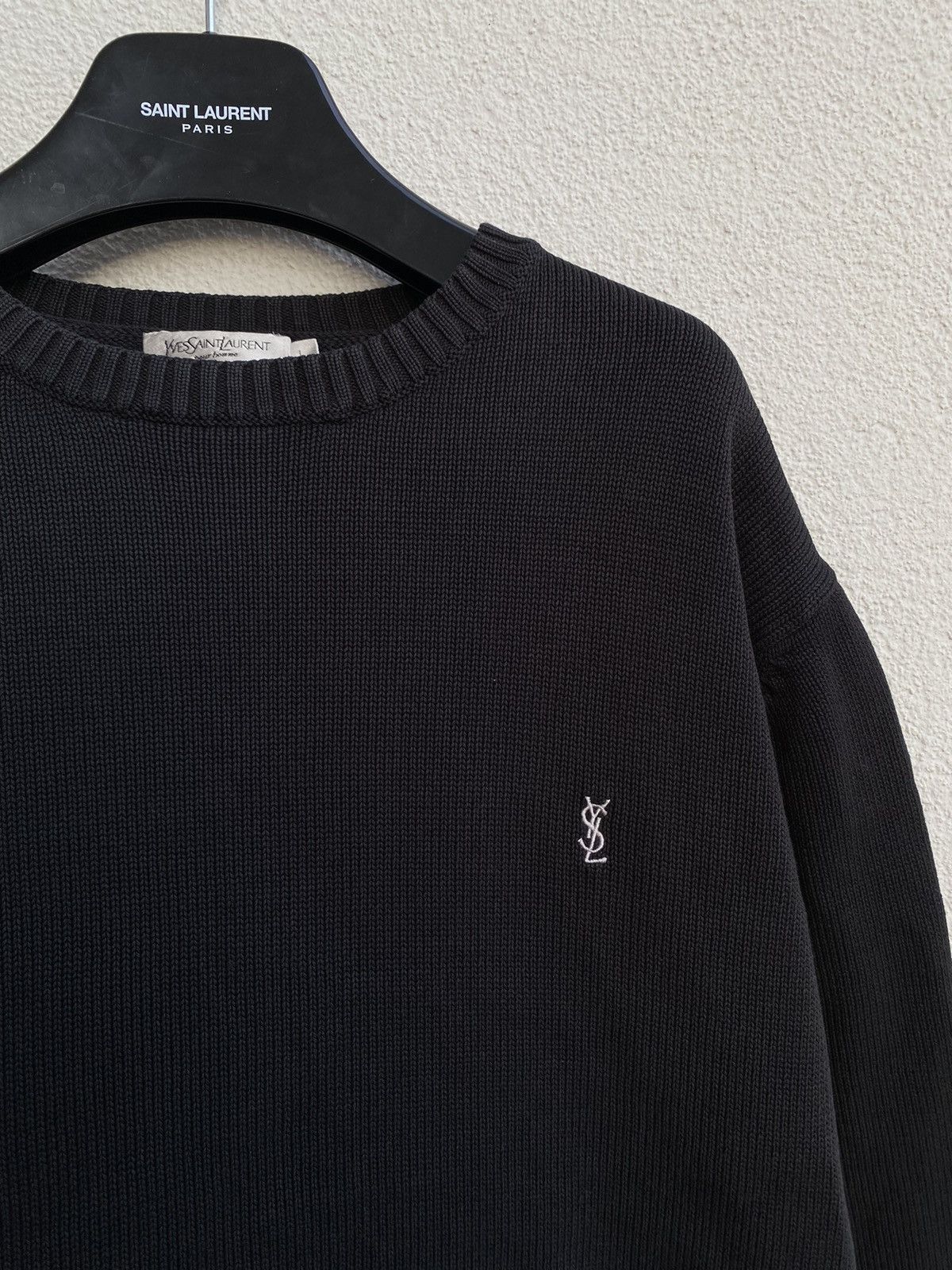 Pre-owned Vintage X Yves Saint Laurent Black Ysl Sweater Knit