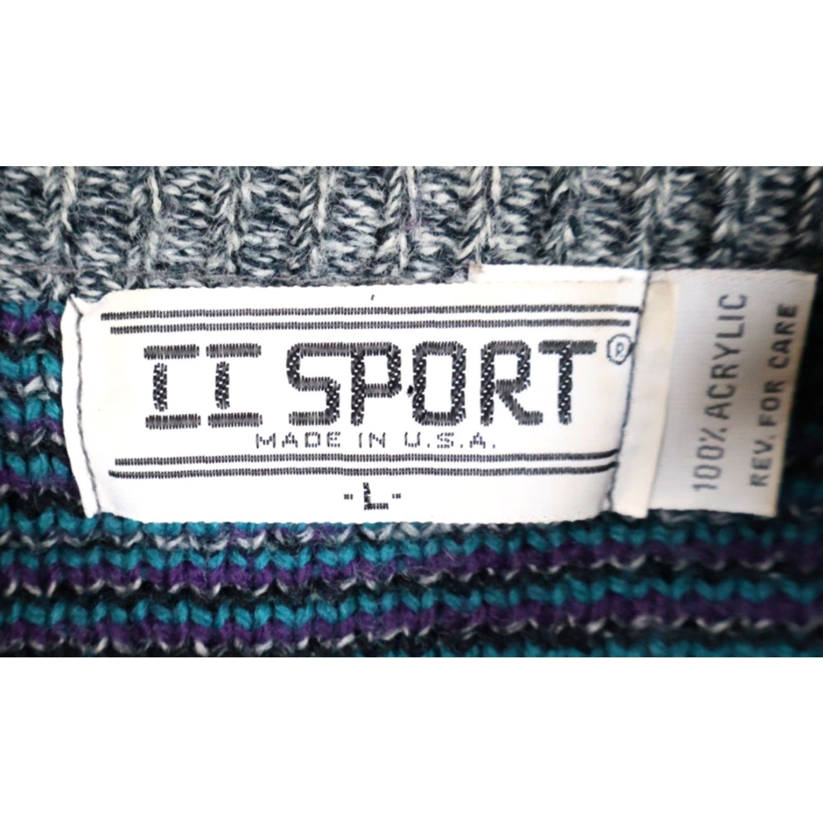 Vintage VINTAGE CC Sport Sweater Mens L Gray Geometric Acrylic Knit Pullover 90s Style Size US L / EU 52-54 / 3 - 3 Thumbnail