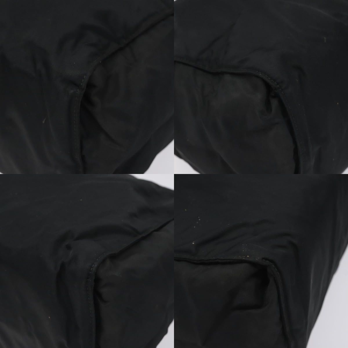 PRADA Hand Bag Nylon Black Gold