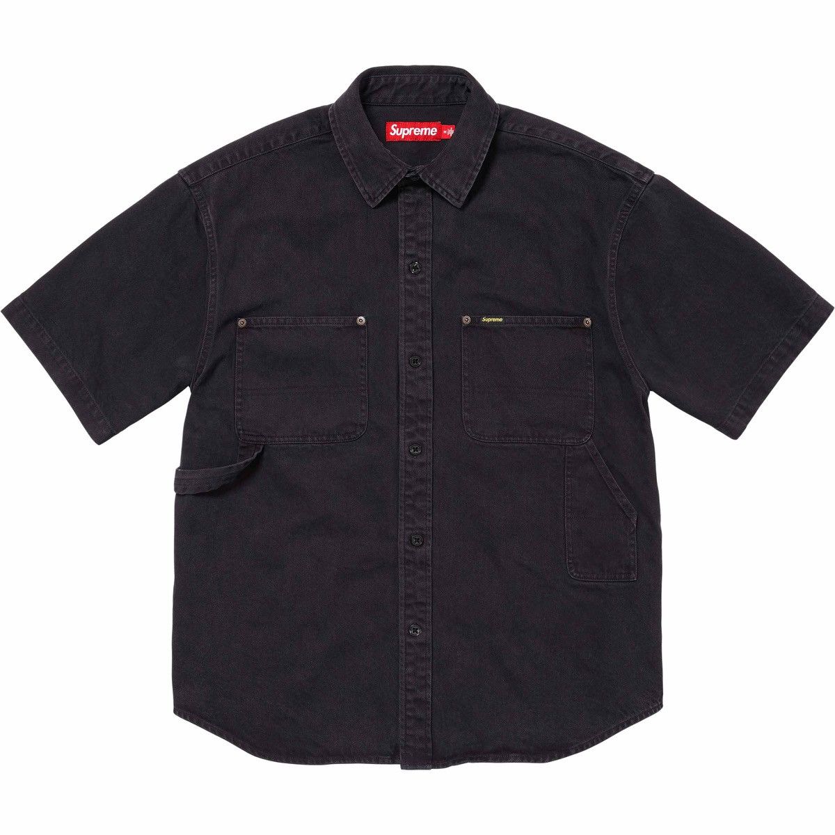 Supreme Loose Fit Short Sleeve Denim Painter Shirt Black Shirts 