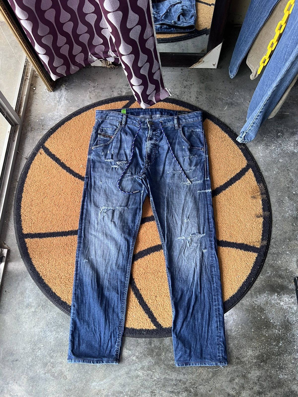 Diesel 🔥Vintage Diesel Stretchable Distressed Denim Sweatpants Size US 36 / EU 52 - 2 Thumbnail