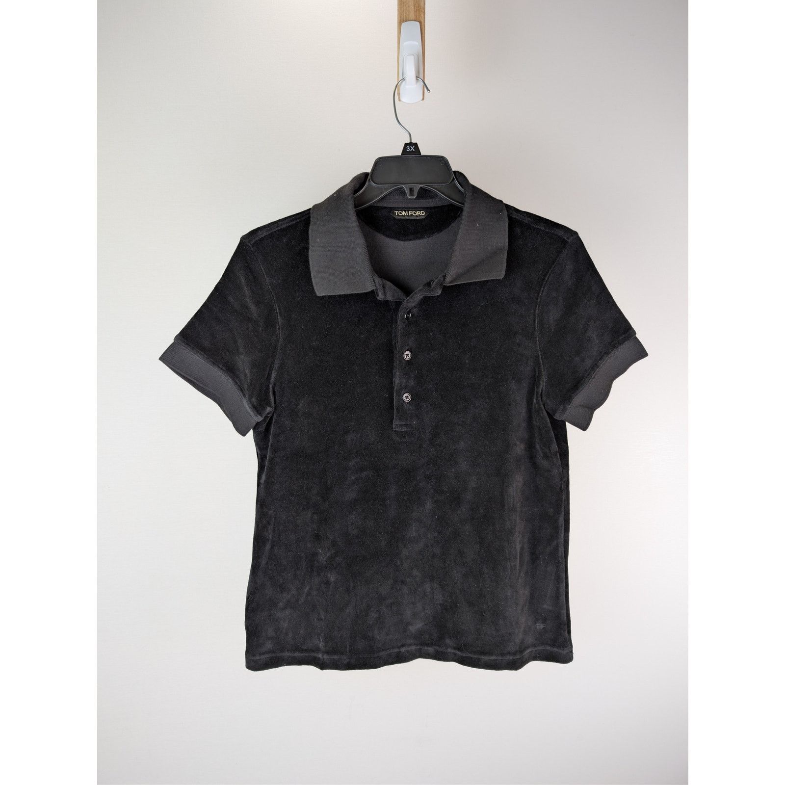 Tom Ford o1rshd1 CC20 Black Modal Velour Polo Shirt in Black Size US M / EU 48-50 / 2 - 1 Thumbnail