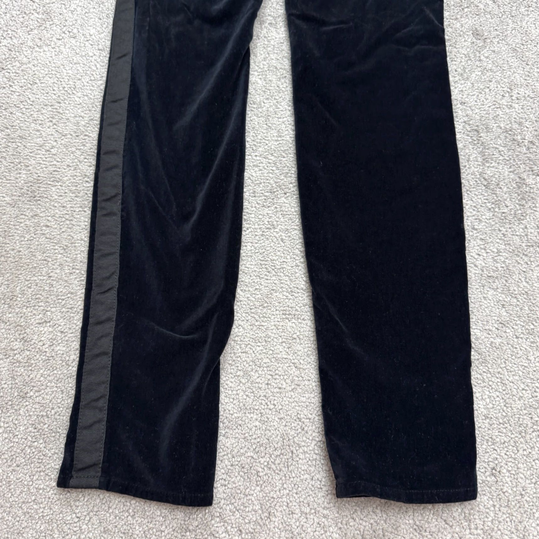 J Brand J Brand Katharine Velvet Tuxedo Striped Trouser Pants Womens 27 Black Mid Rise Size 27" / US 4 / IT 40 - 4 Thumbnail