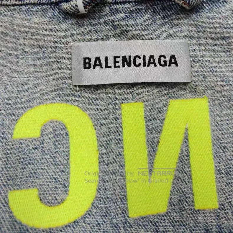 Balenciaga Balenciaga Collar Green Embroidery Pattern Logo Denim Jack Size 4XL / US 24-26 - 3 Thumbnail