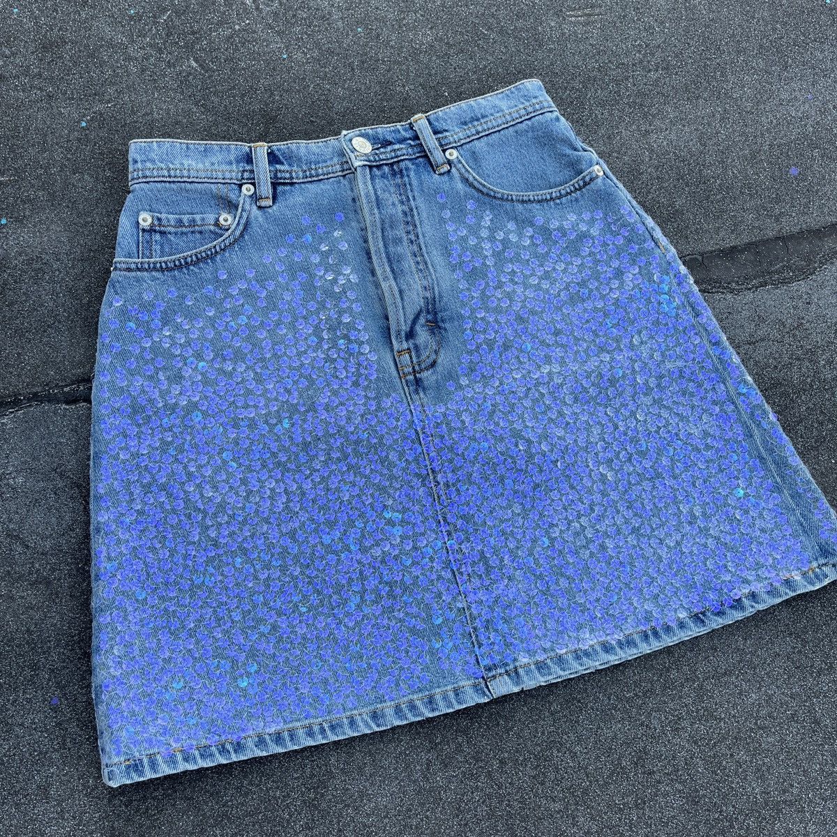 image of Acne Studios Sequin Denim Skirt in Blue, Women's (Size 26)