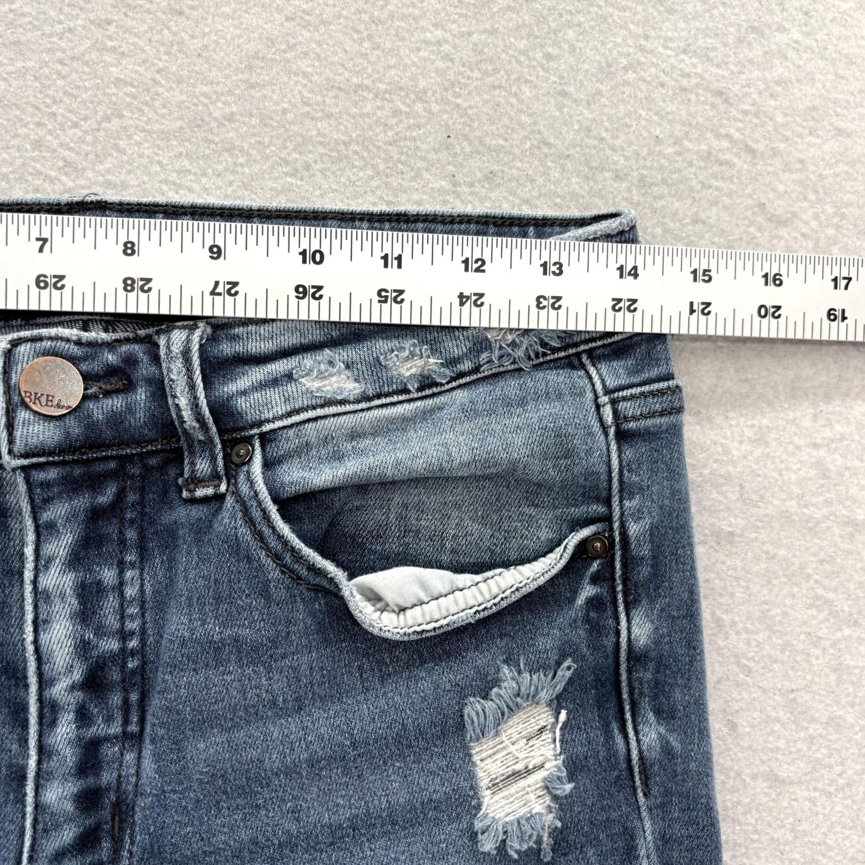 Vintage Buckle BKE Stella High Rise Ankle Skinny Jeans Womens 28 Blue Distressed Stretch Size 28" / US 6 / IT 42 - 6 Thumbnail