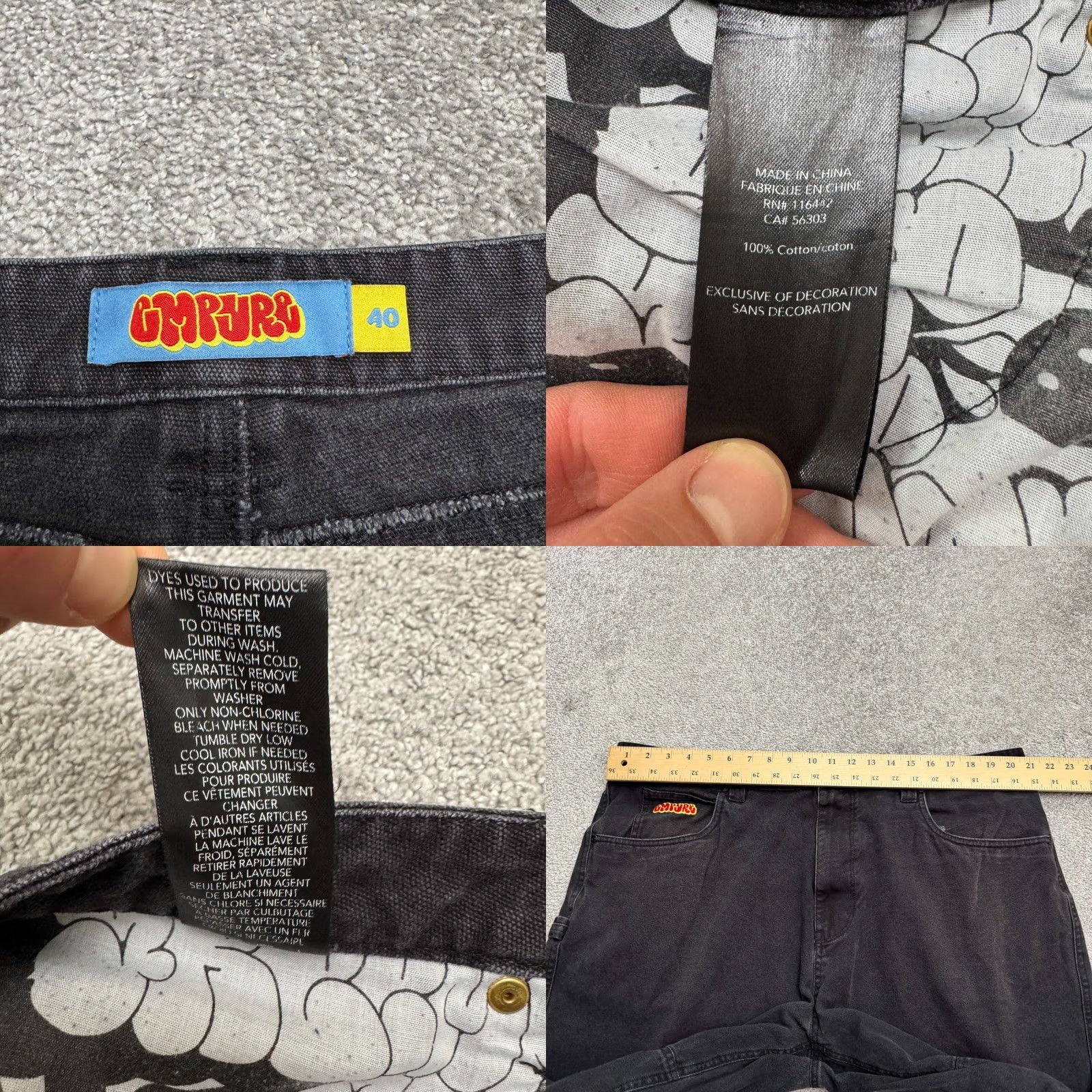 Empyre Empyre Carpenter Pants Mens 40 Black Cotton Denim Straight Leg Vintage No Size US 40 / EU 56 - 9 Thumbnail