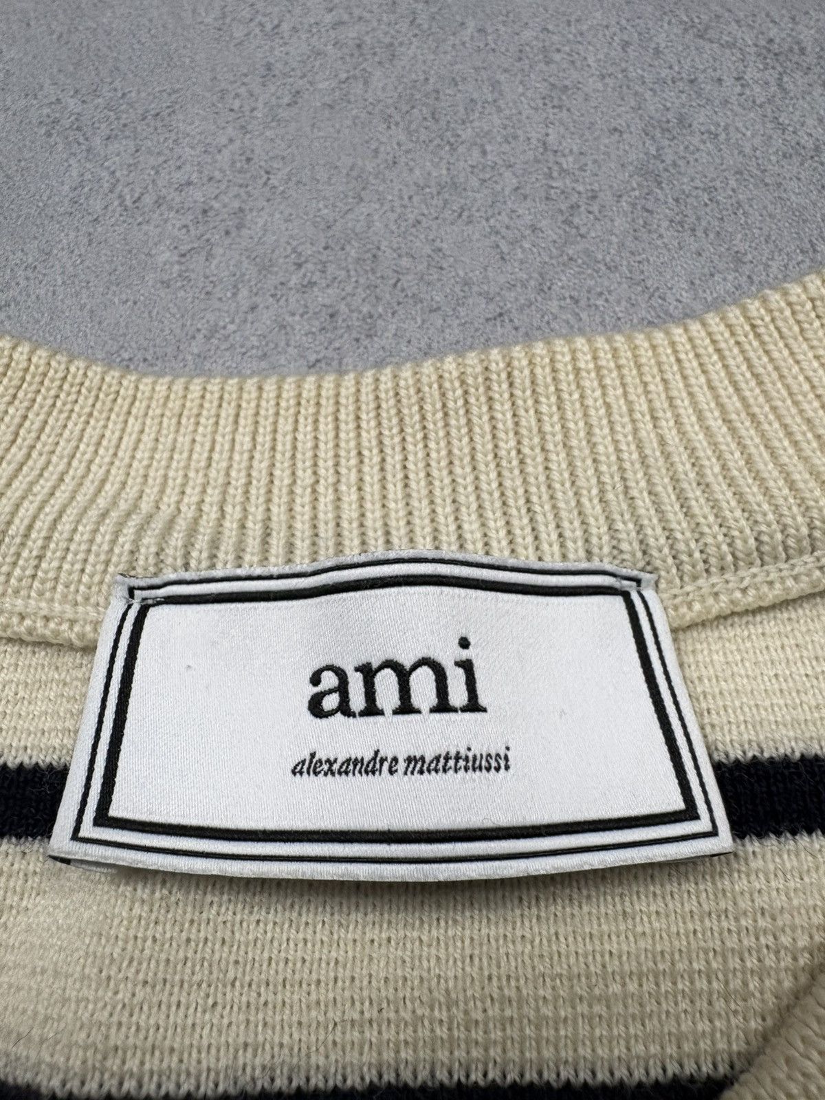 AMI AMI Merino Wool Striped Knit Sweater Button Shoulder Breton Size M / US 6-8 / IT 42-44 - 9 Thumbnail