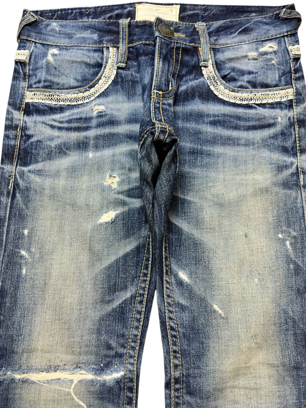 Hysteric Glamour Vintage Lolita jeans Whiskers Grunge Distressed Denim Size US 31 - 2 Thumbnail