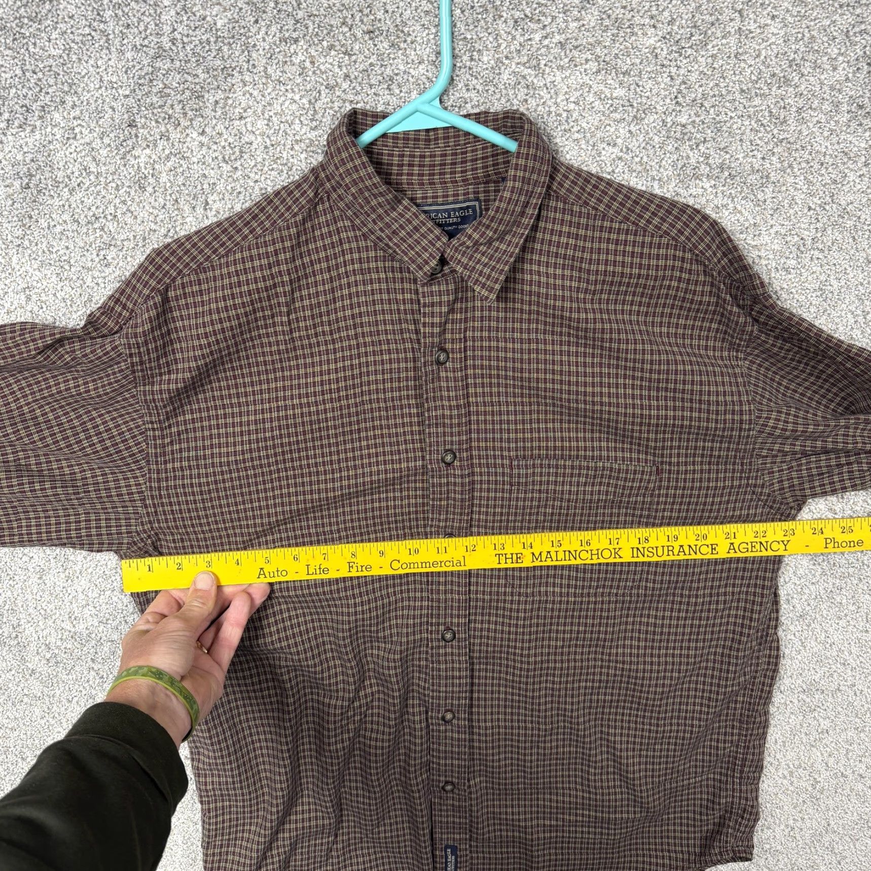 American Eagle Outfitters VINTAGE American Eagle Outfitters Button-Up Shirt Mens M Maroon Tan Plaid 90s Grunge Retro Button-Down Collared 100% Cotton Long Sleeve Pocketed Size US M / EU 48-50 / 2 - 4 Thumbnail