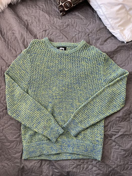 Stussy 2 Tone Loose Gauge Sweater (Green) | Grailed