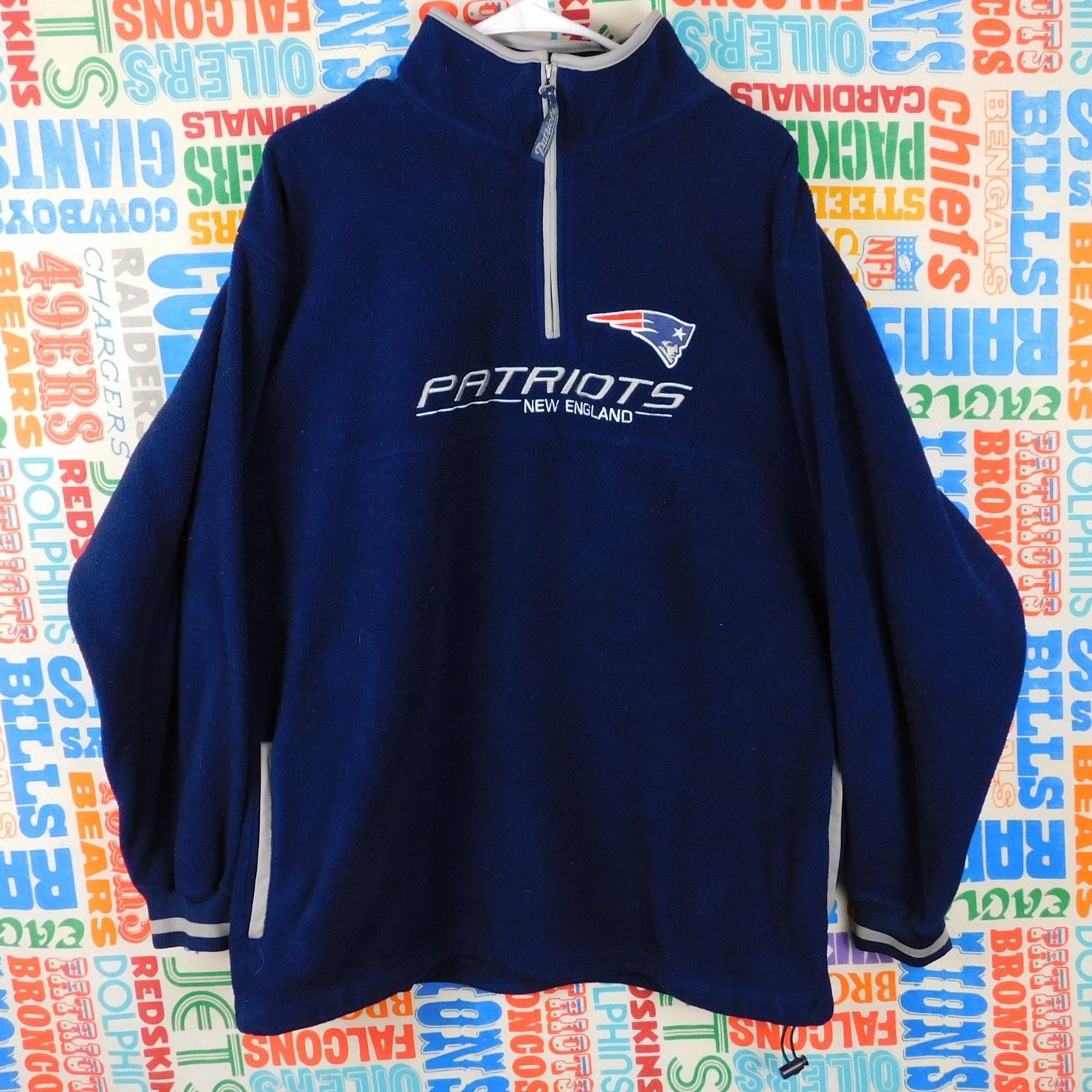 NFL Y2K New England Patriots 1/4 Zip Fleece Size L Spellout Blue Size US L / EU 52-54 / 3 - 1 Thumbnail