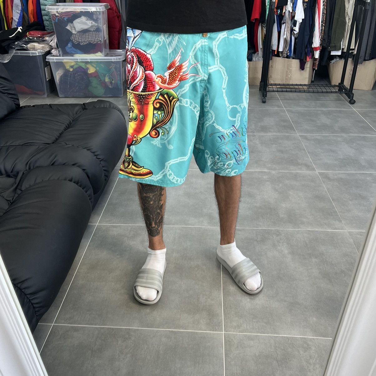 Christian Audigier Christian Audigier Surf Style Tattoo Y2K Board Men Shorts Size US 33 - 4 Thumbnail