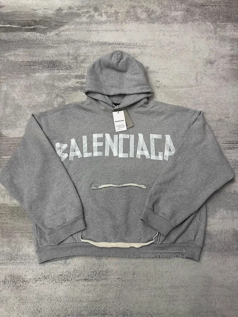 Balenciaga Balenciaga Gray Tape Logo Hoodie Size US M / EU 48-50 / 2 - 1 Thumbnail