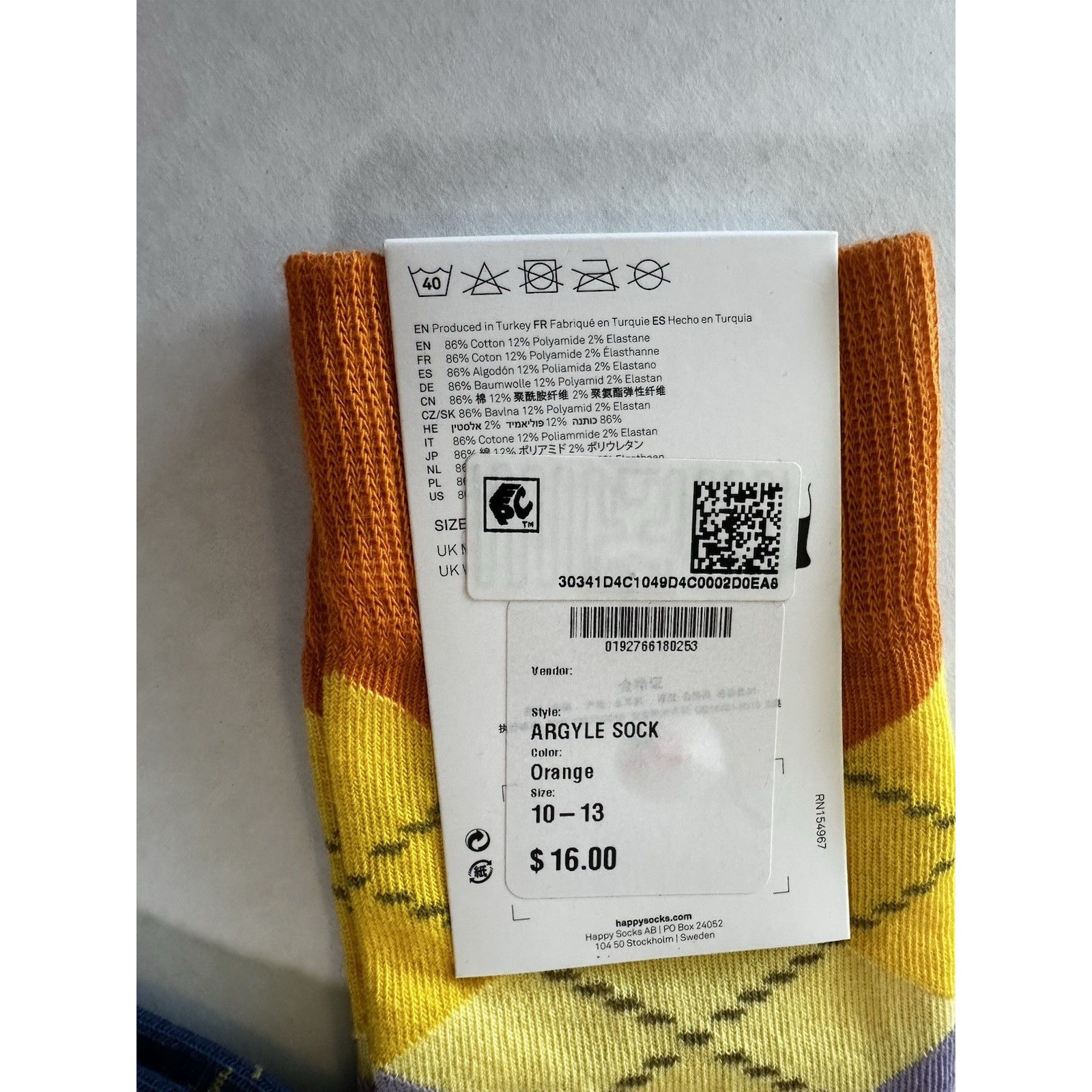 Happy Socks Happy Socks Crew Argyle Socks Sz M 8-12-W 10-12.5 Preppy NWT Size ONE SIZE - 7 Thumbnail