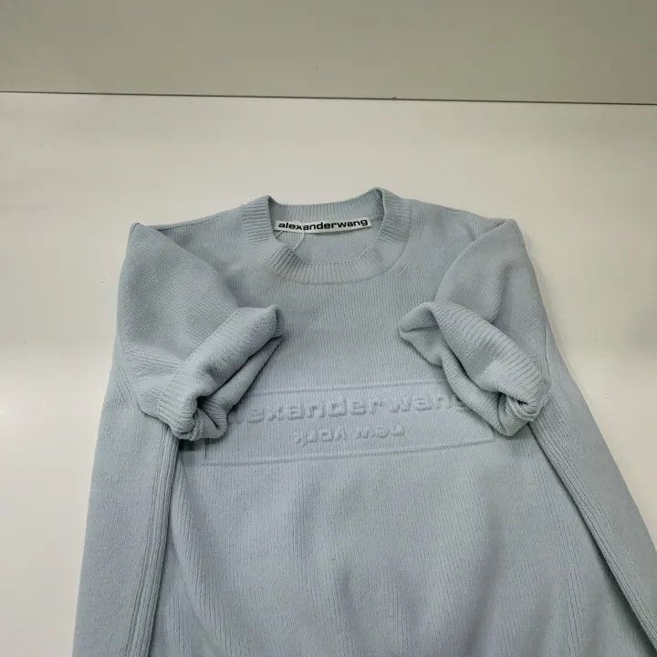 Alexander Wang Alexander Wang Blue Embossed Logo Knit T-Shirt - Size XS / US 0-2 / IT 36-38 - 6 Thumbnail