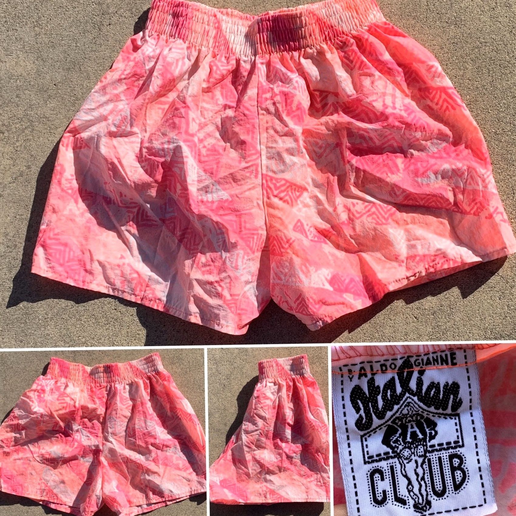 Aldo VINTAGE Italian Club Shorts By Aldo Gianne M Pink Geometric 80s 1980s Made In USA Mens Size 32" / US 10 / IT 46 - 6 Thumbnail