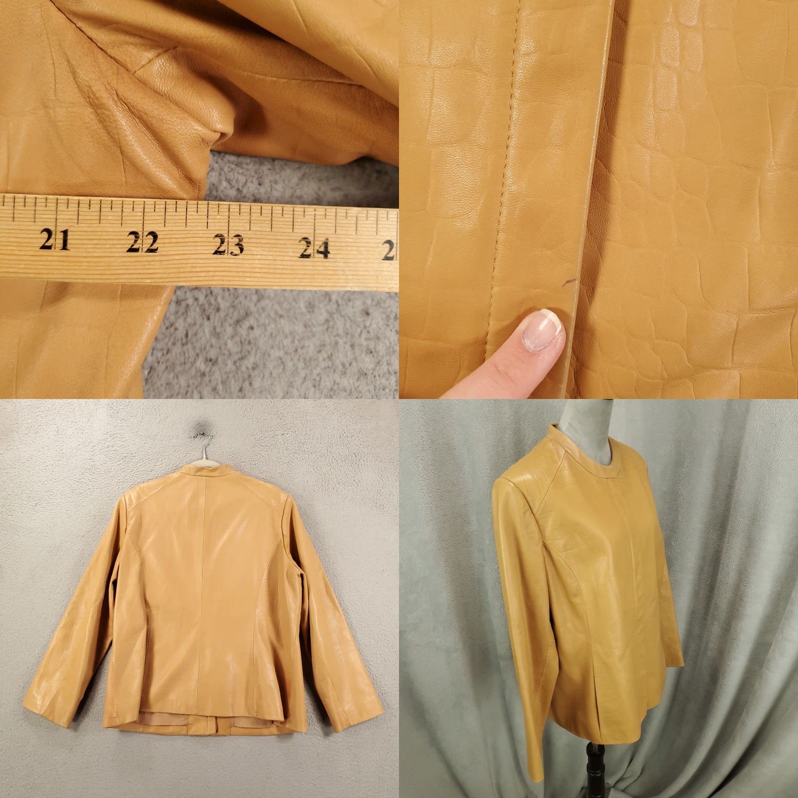 Skin VINTAGE Katherine Kelly Leather Jacket Womens XL Tan Beige Full Zip Lined Jacket Size XL / US 12-14 / IT 48-50 - 8 Thumbnail