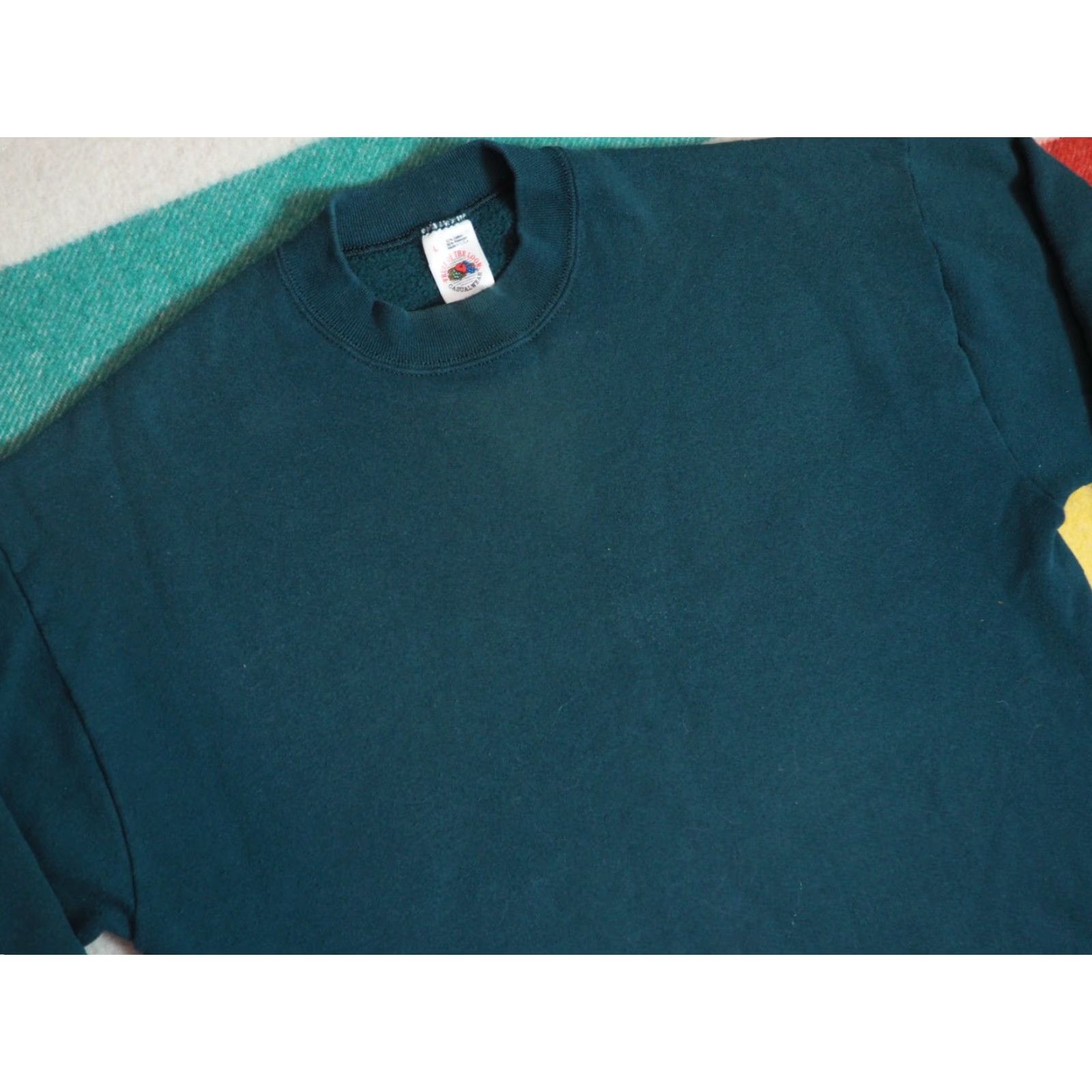 Fruit Of The Loom VTG Fruit of the Loom Sweatshirt 50/50 Pullover Green Crew Neck Unisex Adults L 80s 90s Vintage Forest Cotton Blend Size US L / EU 52-54 / 3 - 2 Thumbnail
