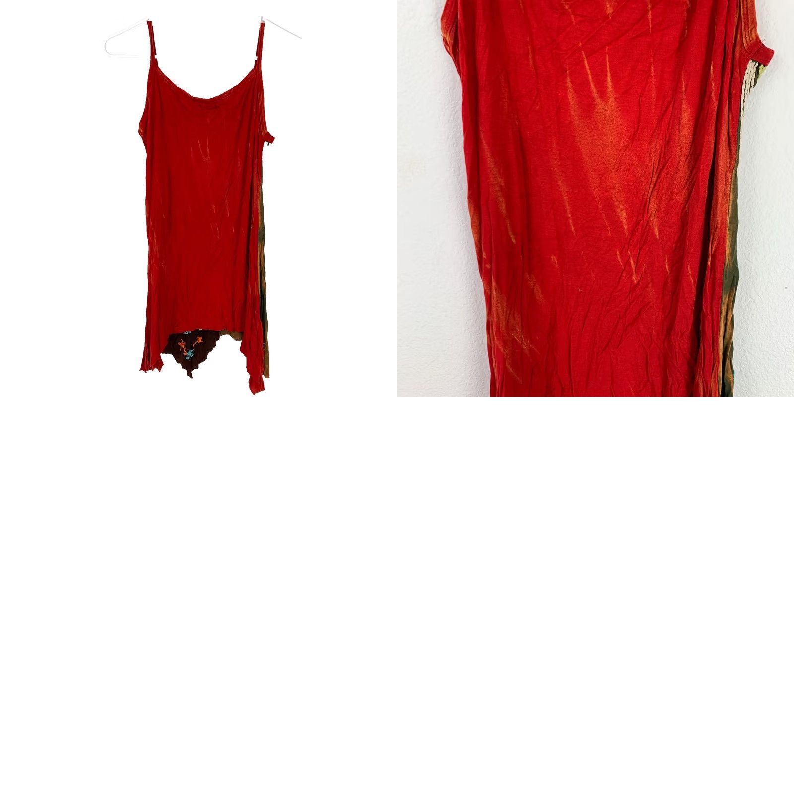 Vintage Rising International Embroidered Hippy Artsy Boho Dress Tunic Large Sleeveless Red Viscose Tank Dress Bohemian Womens Casual Party/Cocktail Size L / US 10 / IT 46 - 8 Thumbnail
