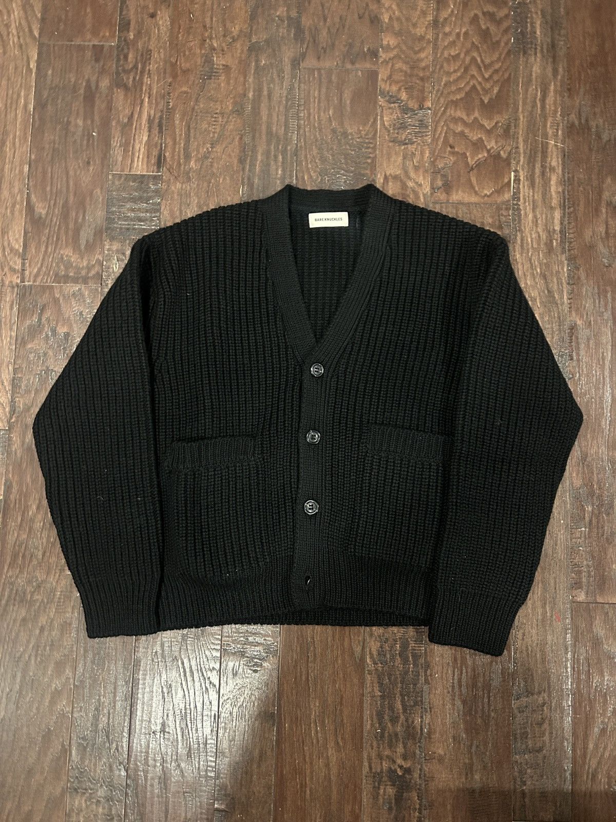 Pre-owned Bare Knuckles Rosemont Wool Cardigan In Black