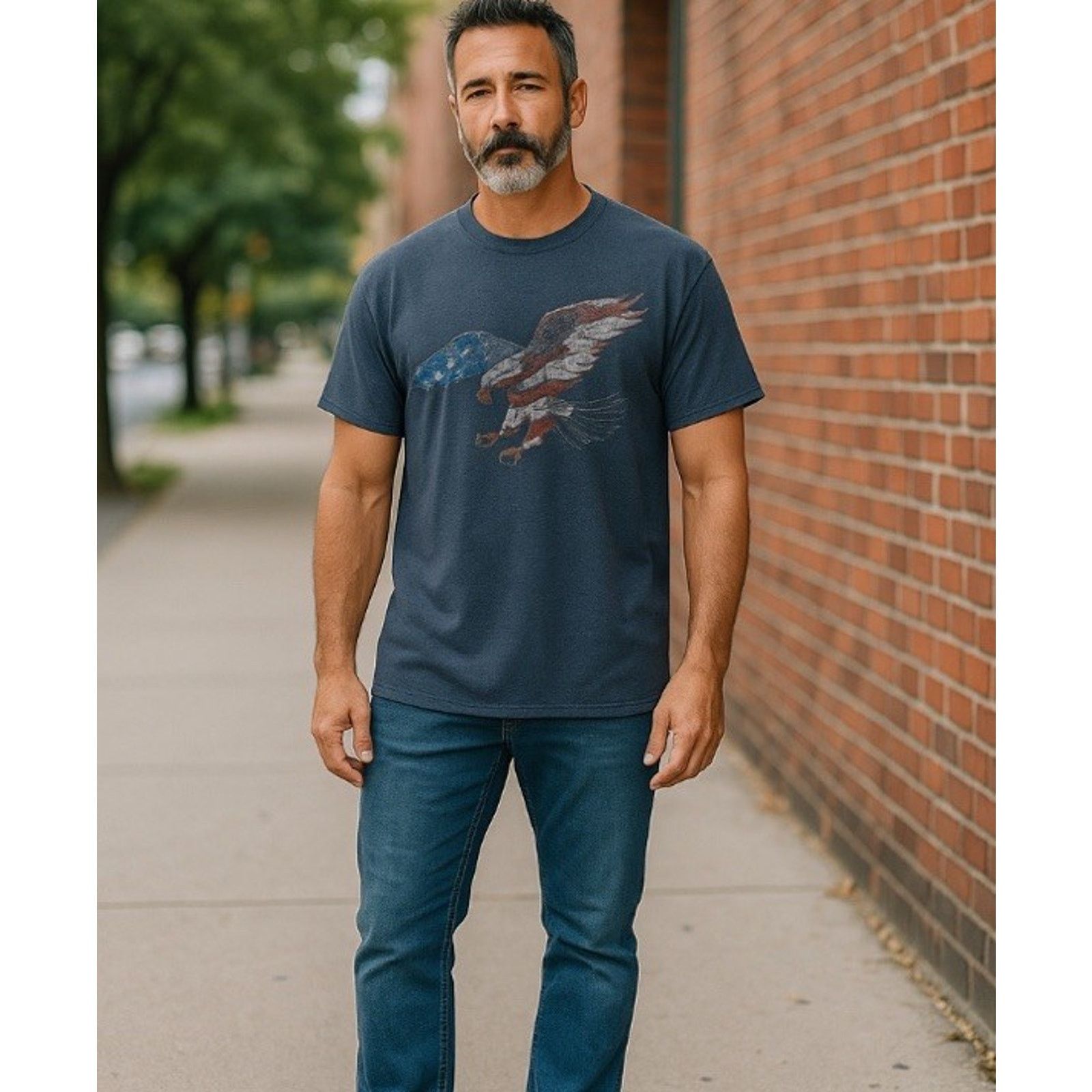 Nordstrom 4XL True Nation Mens Graphic T-Shirt Men's USA Flag Eagle Size US XXL / EU 58 / 5 - 11 Thumbnail