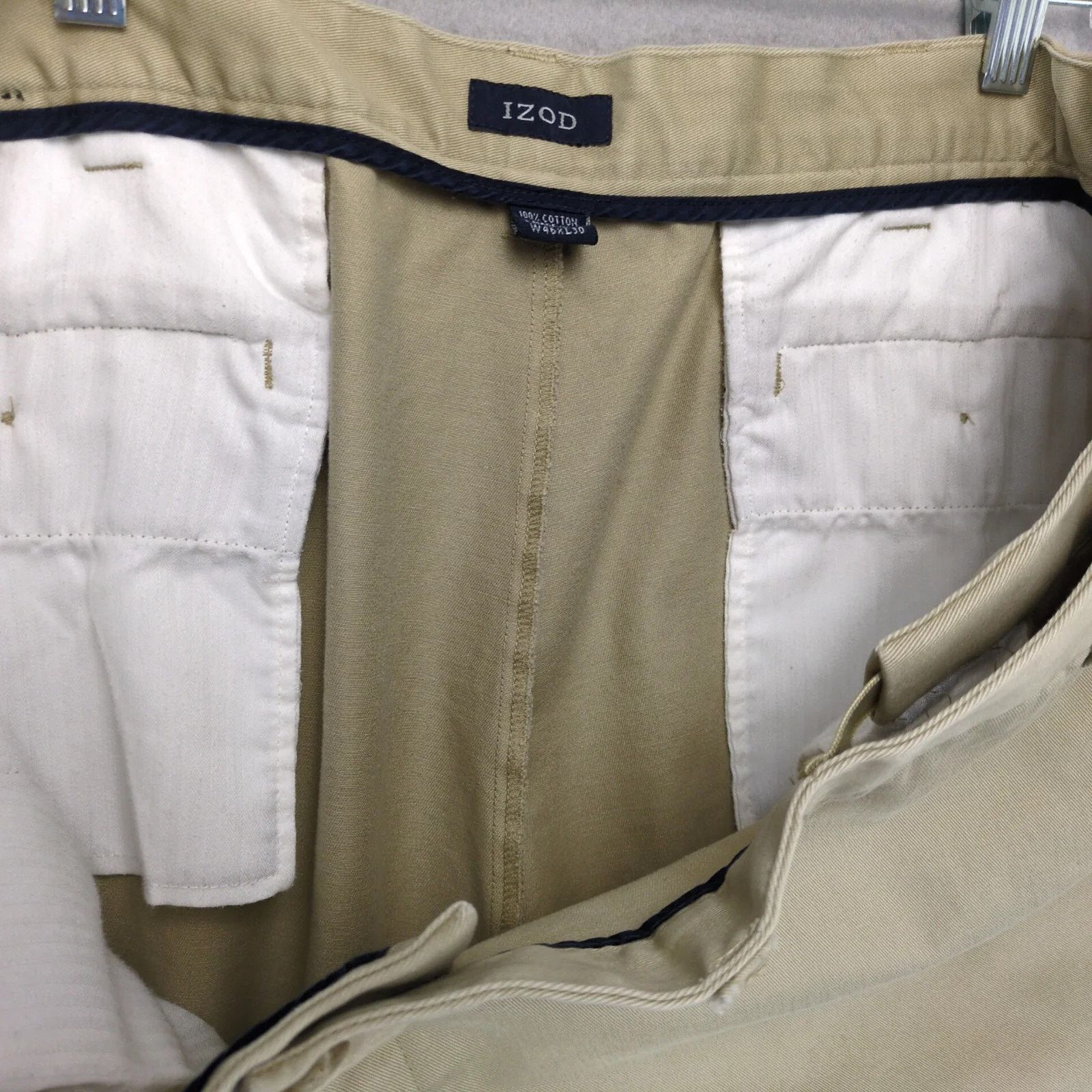 Izod Izod Khaki Chino Pants Mens 44x30 Adjustable Waist FlatFront Size US 44 / EU 60 - 10 Thumbnail