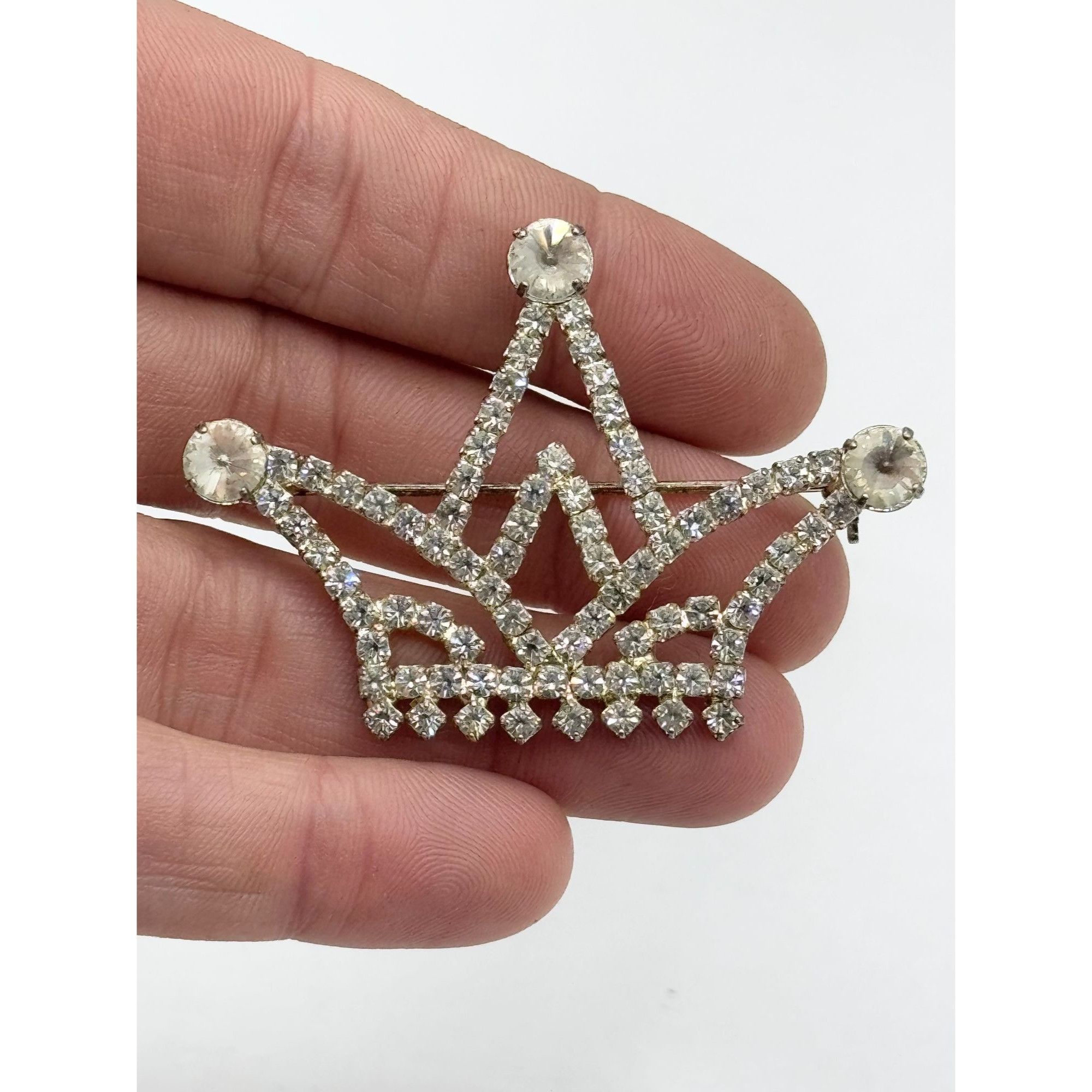 Vintage Vintage glass rhinestone crown brooch pin Size ONE SIZE - 2 Thumbnail