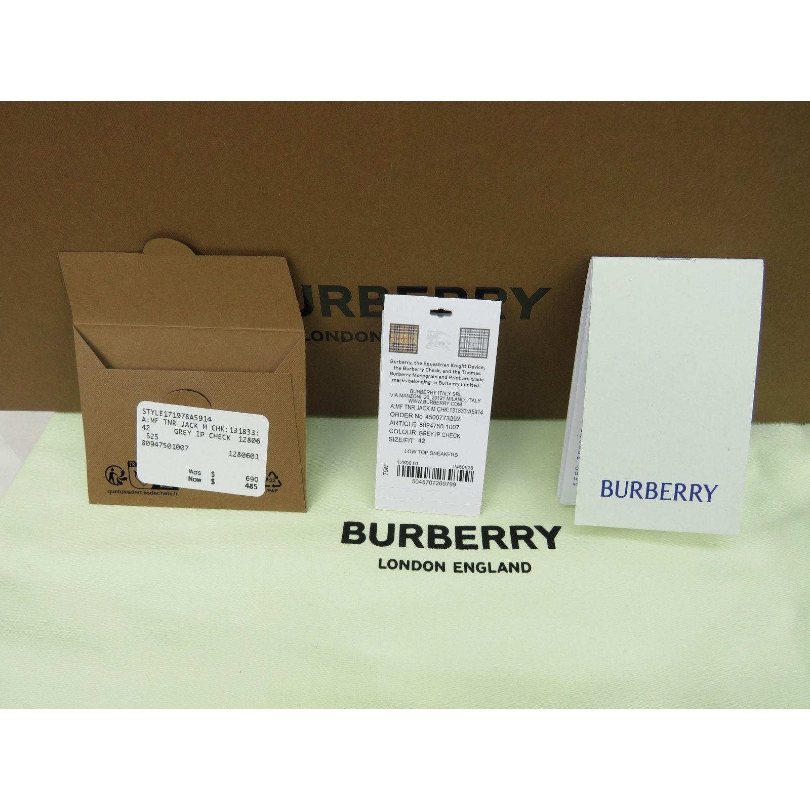 Burberry BURBERRY JACK GRAY CHECK CANVAS LOGO WHITE SNEAKERS 45 12 IT Size US 12 / EU 45 - 12 Thumbnail