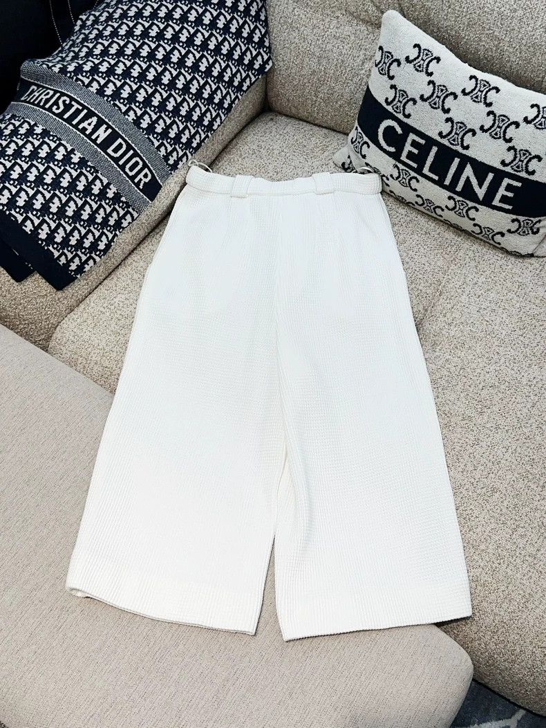 Chanel Chanel 21C Bermuda series white waffle wide-leg pants Size 42" / US 20 - 3 Thumbnail