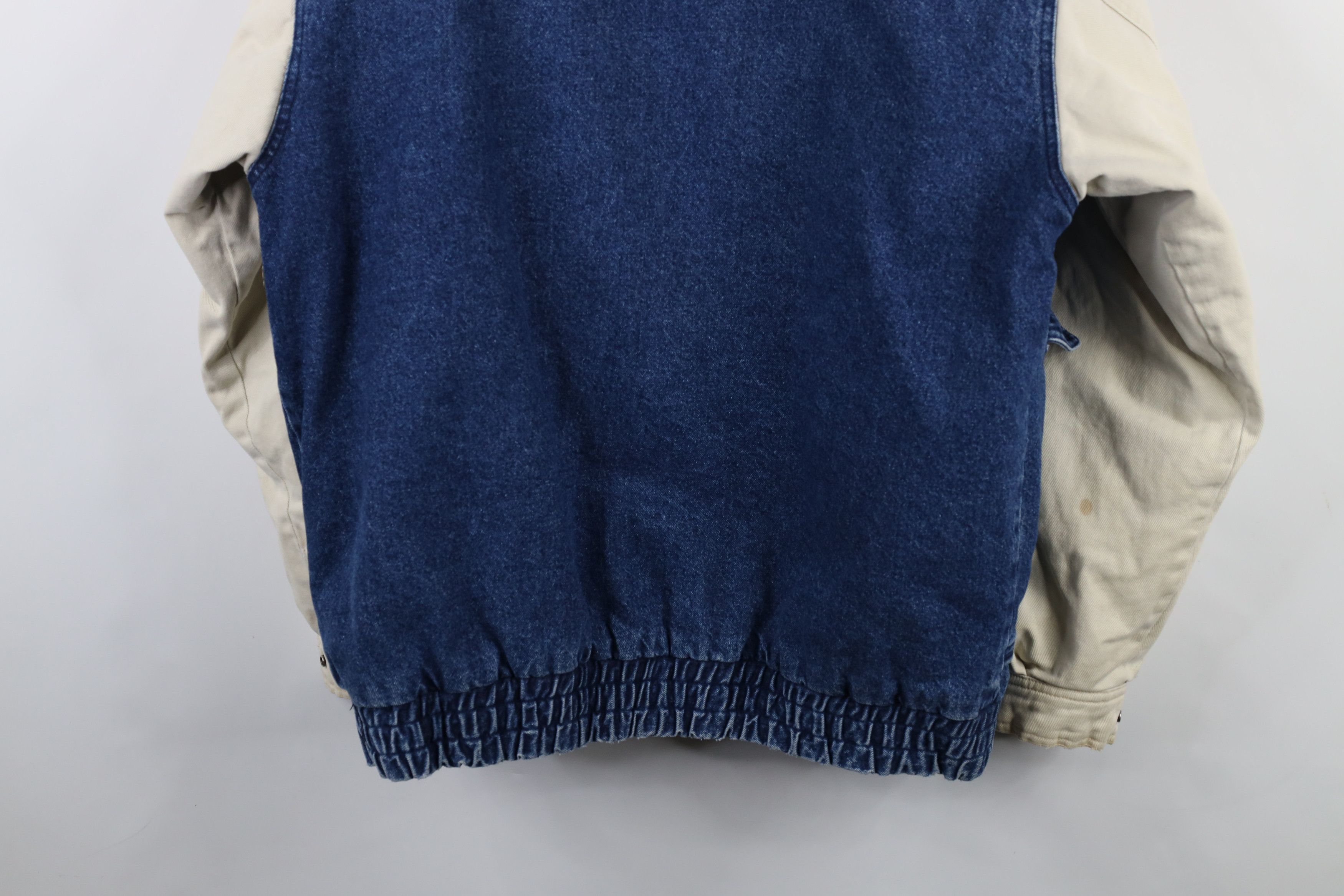 Vintage Vintage 90s Streetwear Heavyweight Denim Varsity Jacket Size US XXL / EU 58 / 5 - 16 Thumbnail