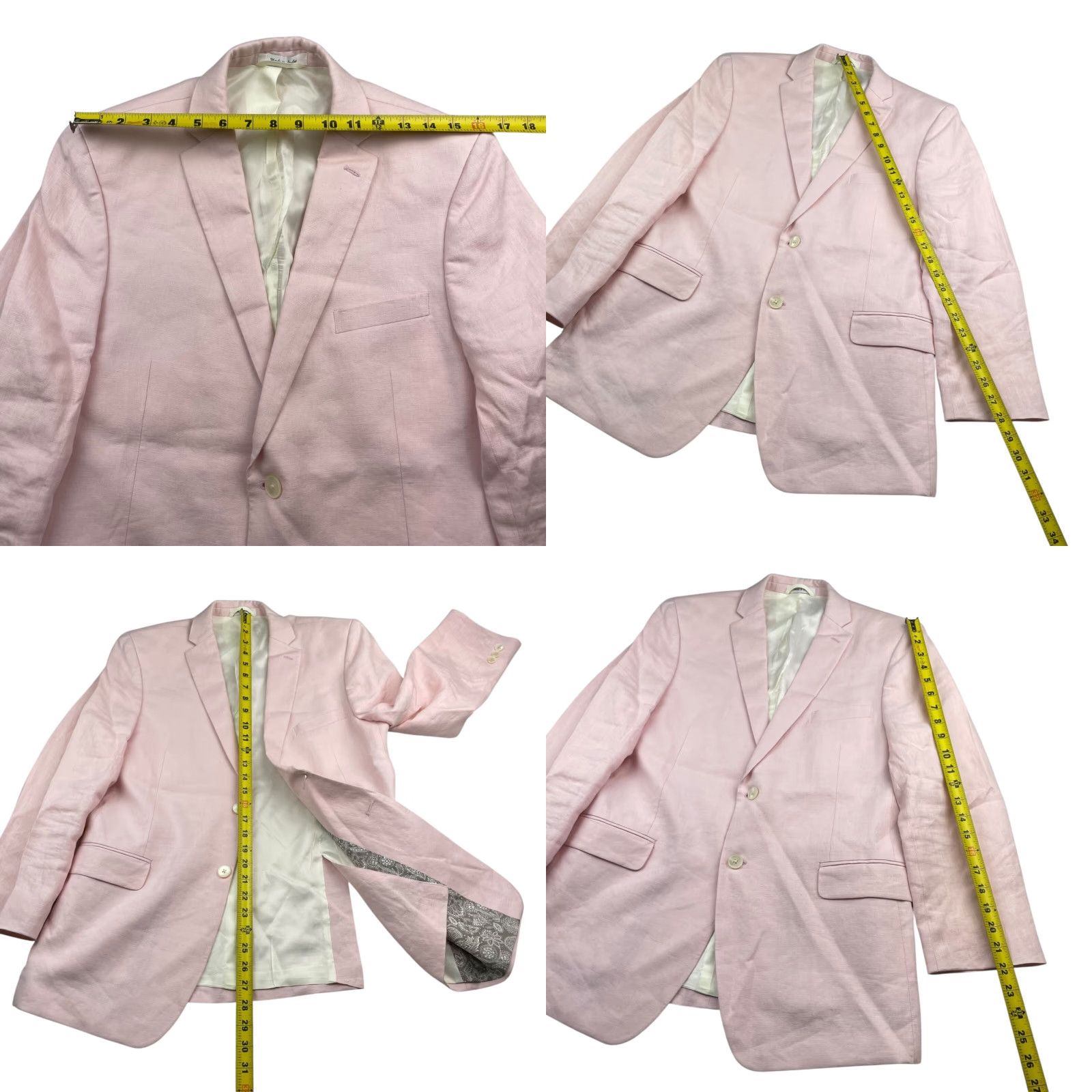 Ralph Lauren Ralph Lauren LRL Men's Blazer 100% Linen Pink 2-Button Front Double-Vented Short 36S Notch Lapel Size 36R - 8 Thumbnail
