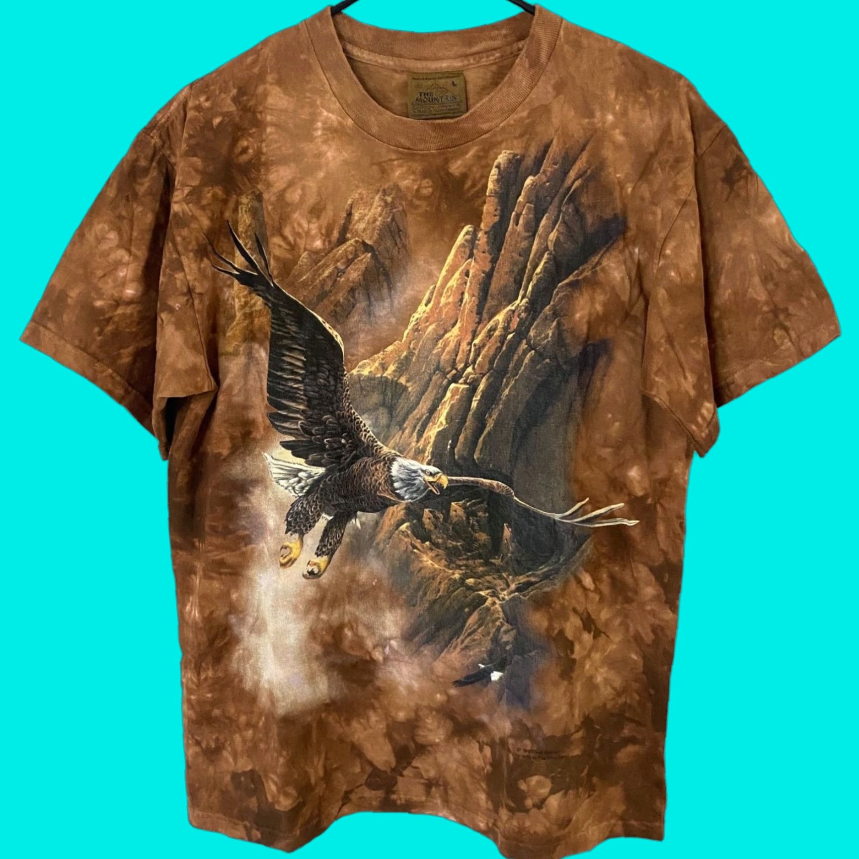 The Mountain VINTAGE The Mountain Bald Eagle Tie Dye T-Shirt Brown 90s Graphic Crew Neck Mens Large Regular Size, 100% Cotton Size US L / EU 52-54 / 3 - 1 Thumbnail