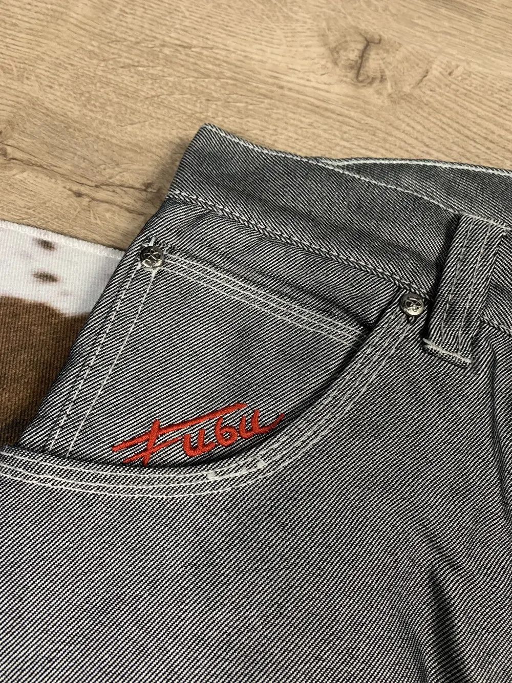 Fubu Vintage Fubu Silver Baggy Pants Jeans Rap Swag Y2K Drip Size US 29 - 5 Thumbnail