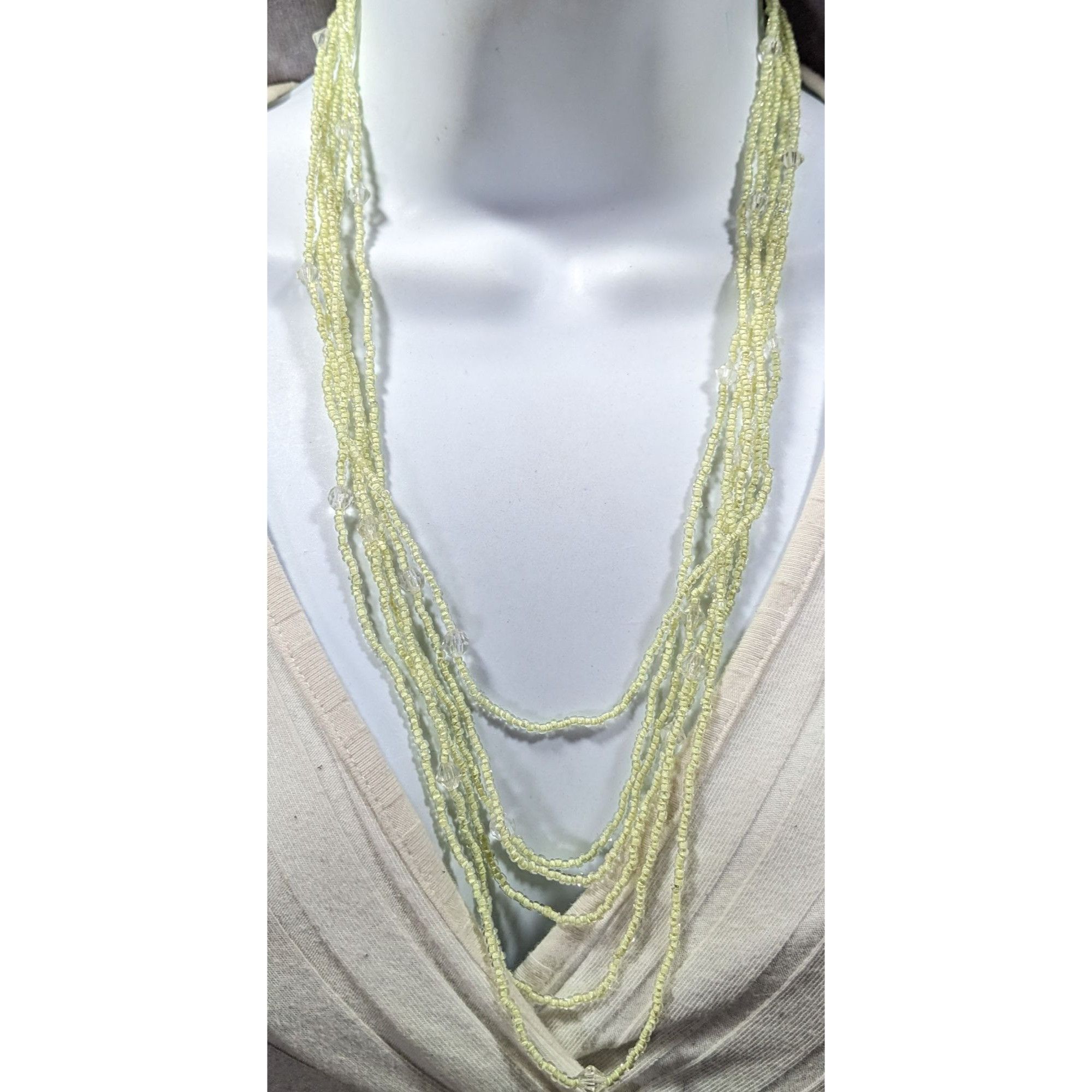 Other Pastel Yellow Multilayer Glass Beaded Necklace Size ONE SIZE - 2 Thumbnail