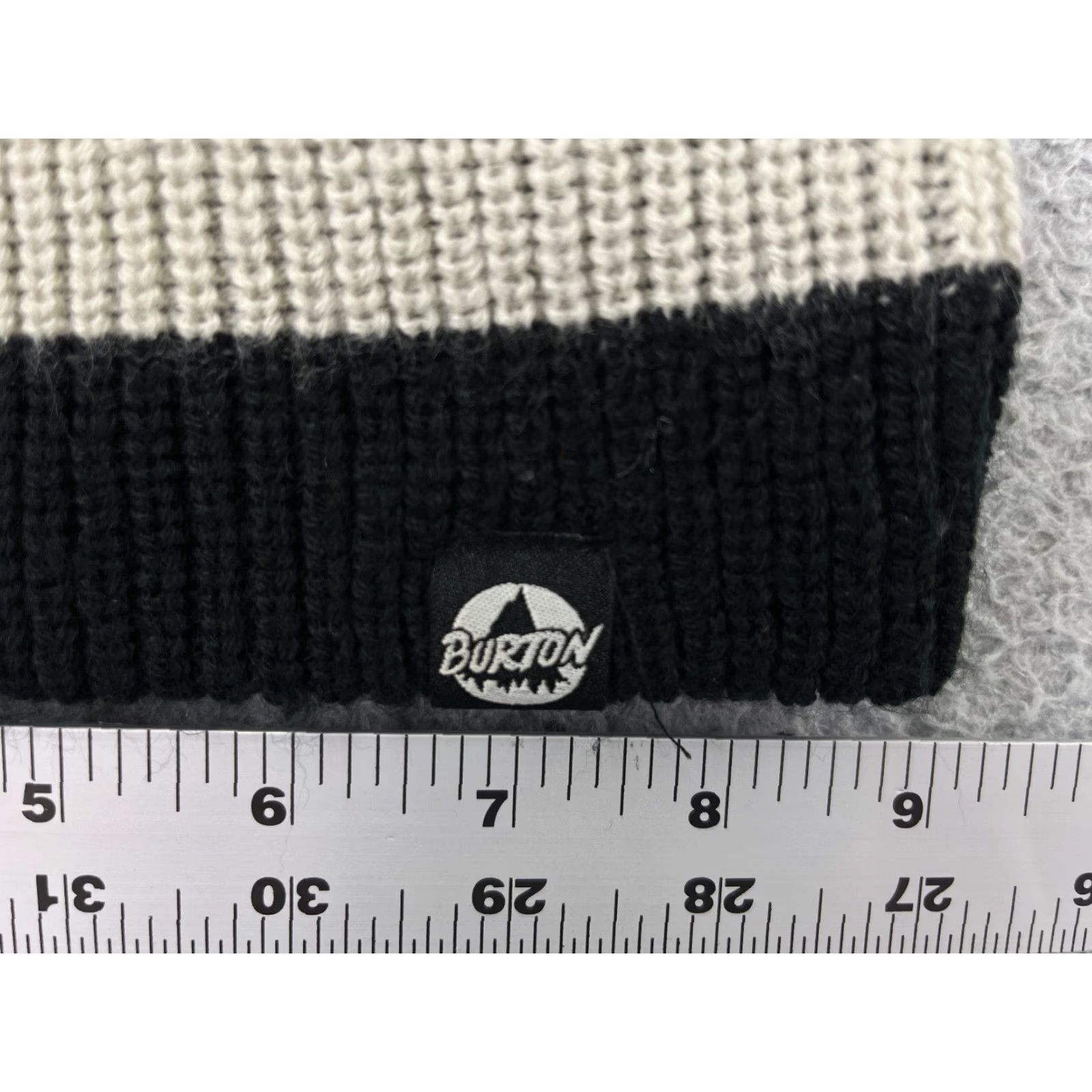 Burton Burton Beanie Toque Adult One Size Gray Black Stripe Knit 100% Acrylic Ski Pom Hat Mens One Size Gray Stripe 100% Acrylic Burton Beanie Size ONE SIZE - 2 Thumbnail
