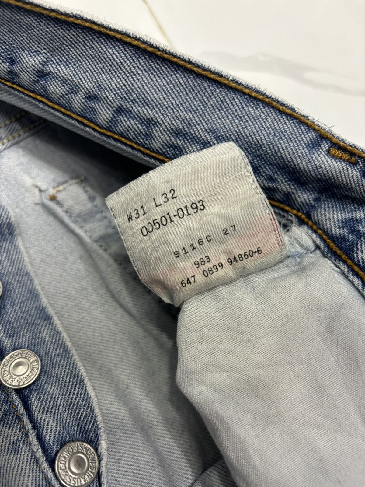 Levi's 🔥Vintage Levis 501 Blue Wash Distressed Denim Jeans Size US 30 / EU 46 - 14 Thumbnail