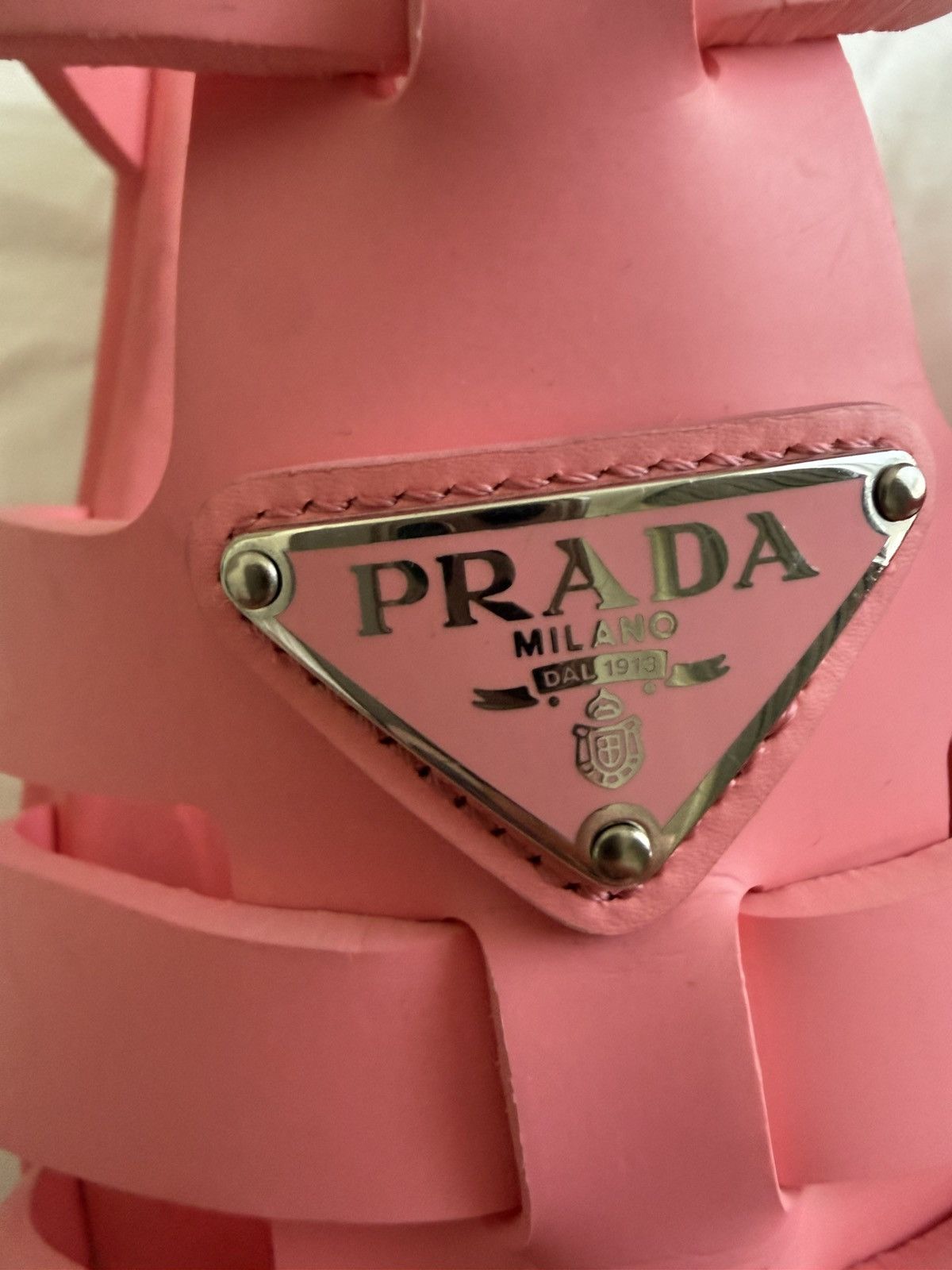 Prada Prada Monolith Rubber Sandals Pink Triangle Size US 6.5 / IT 36.5 - 9 Thumbnail
