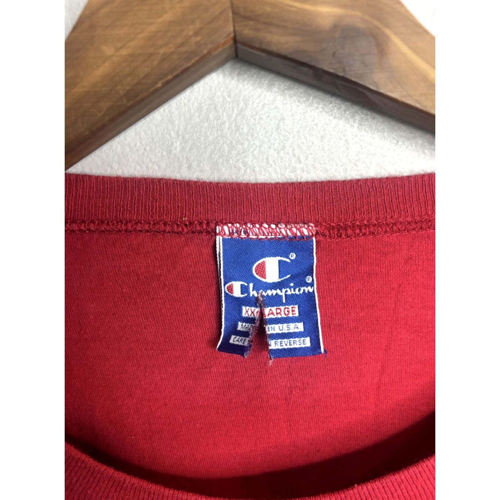 Champion VINTAGE Champion Shirt Mens 2XL Red Spell Out Logo Embroidered Made USA 90s Tee Size US XXL / EU 58 / 5 - 3 Thumbnail