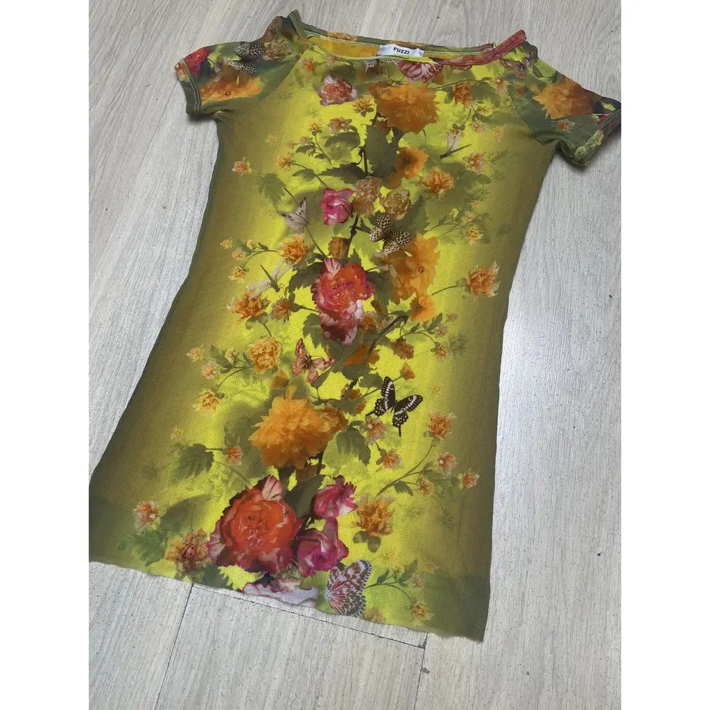 FUZZI Fuzzi Floral Mesh Dress (L) Size L / US 10 / IT 46 - 1 Thumbnail