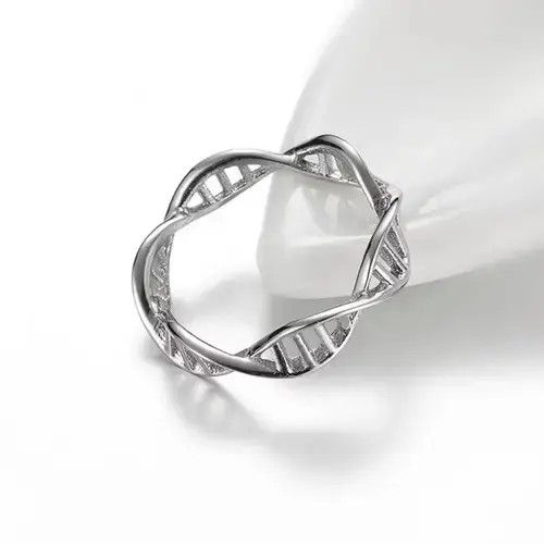 Vintage DNA Abstract Ring Bold Silver Modern Punk Art Psychedelic Size ONE SIZE - 4 Thumbnail