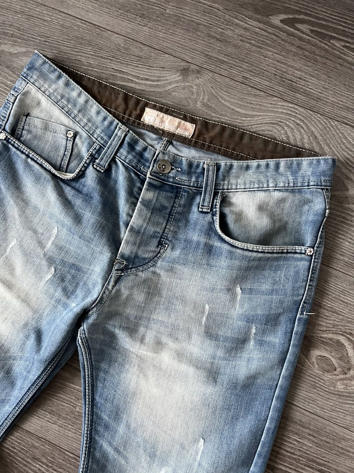 G-Star G Star Vintage Y2k Opium Distressed Denim Embroidered Jeans Size US 33 - 19 Thumbnail