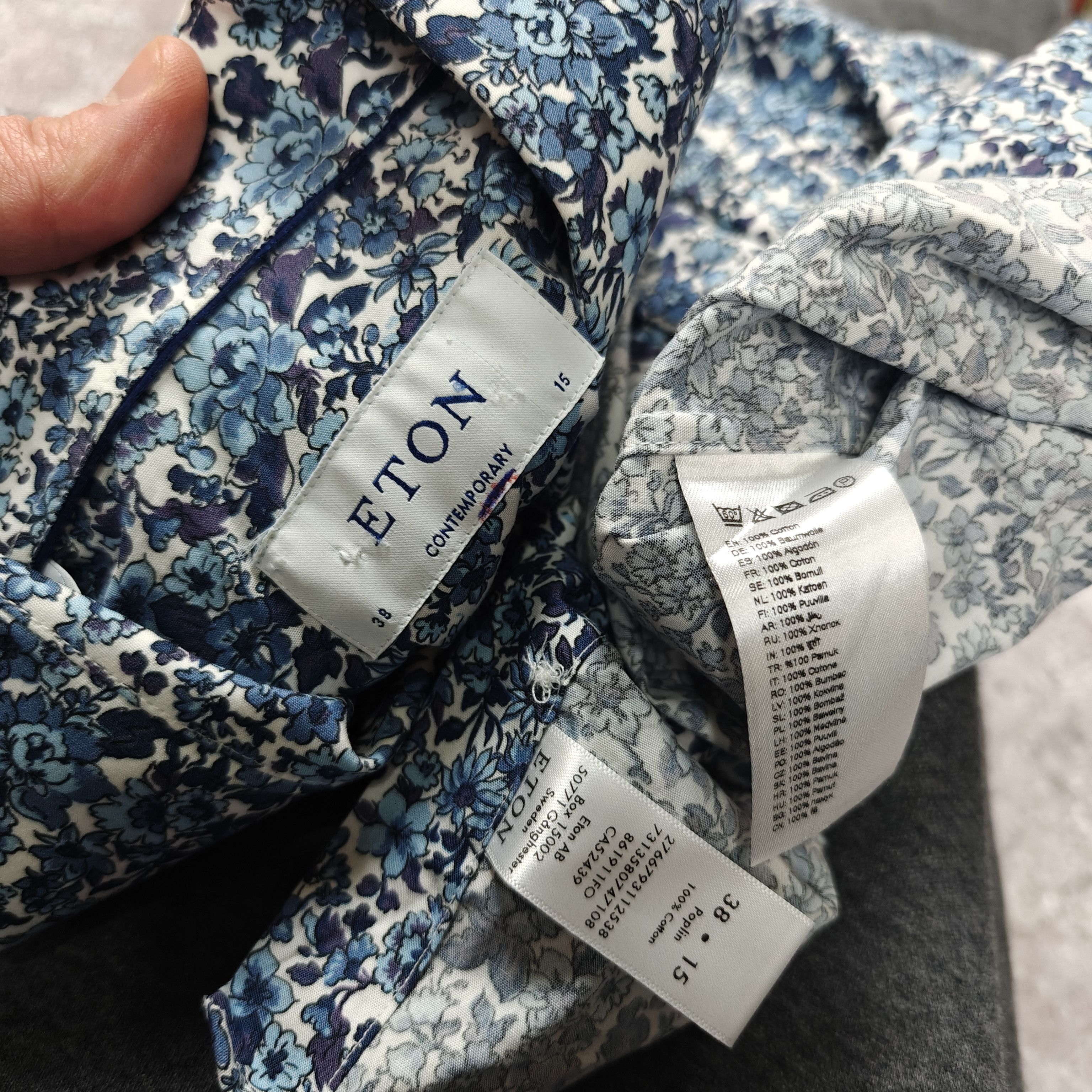Eton ETON Poplin Floral Shirt Contemporary size 38/15 Size US M / EU 48-50 / 2 - 7 Thumbnail